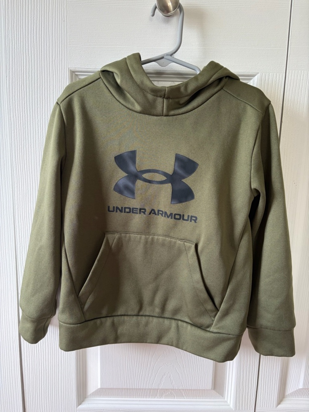 Under Armour Olive Green Pullover Hoodie with White Logo